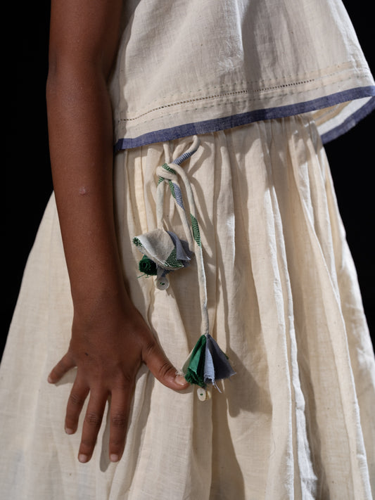 Layered Skirt - white with blue selvedge