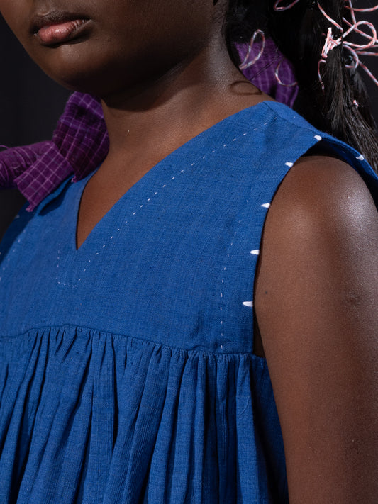 V-Neck Gathered - Blue