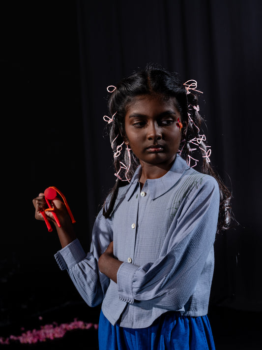 Collared Shirt - Grey Waffle/ Green