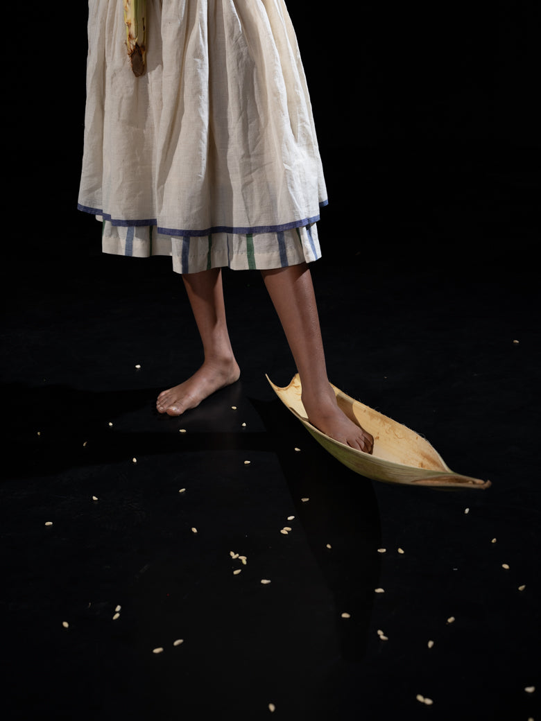 Layered Skirt - white with blue selvedge