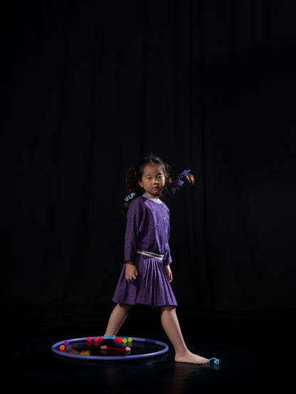 Pleated shorts - purple checks