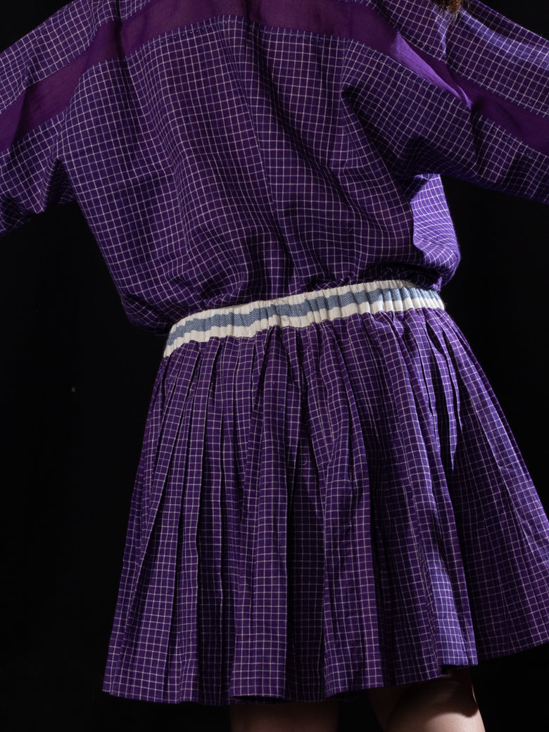 Pleated shorts - purple checks