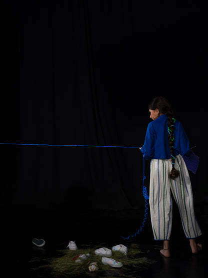Panelled Trouser - white striped