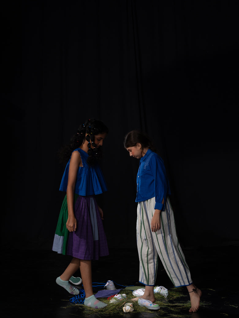 Panelled Trouser - white striped