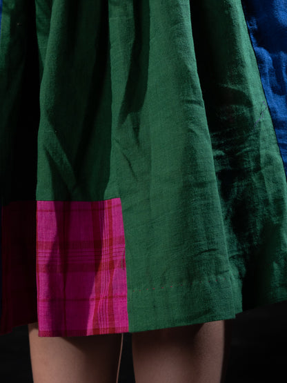 Patchwork Skirt - Blue, Green, Pink Checks