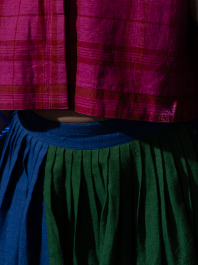 Patchwork Skirt - Blue, Green, Pink Checks