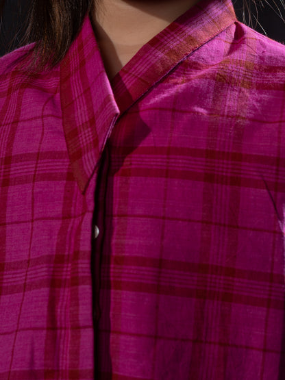 Puff sleeve shirt - Pink Checks